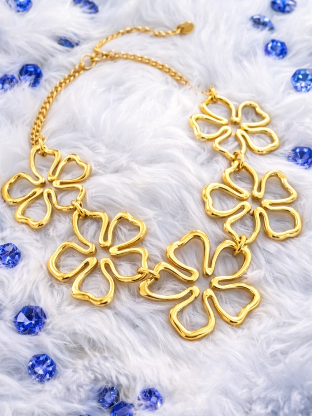 Gold Floral Link Necklace - Picture 6 of 6